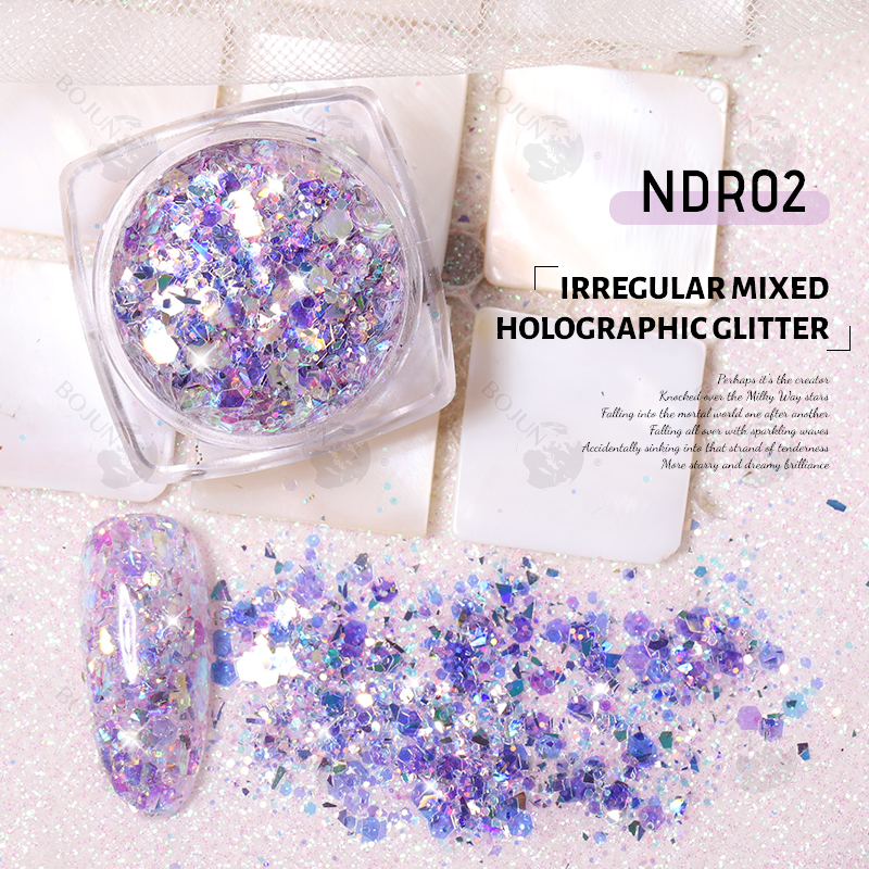 BOJUN NDR02 | Irregular Mixed Holographic Solvent Resistant Glitter Powder(1kg)